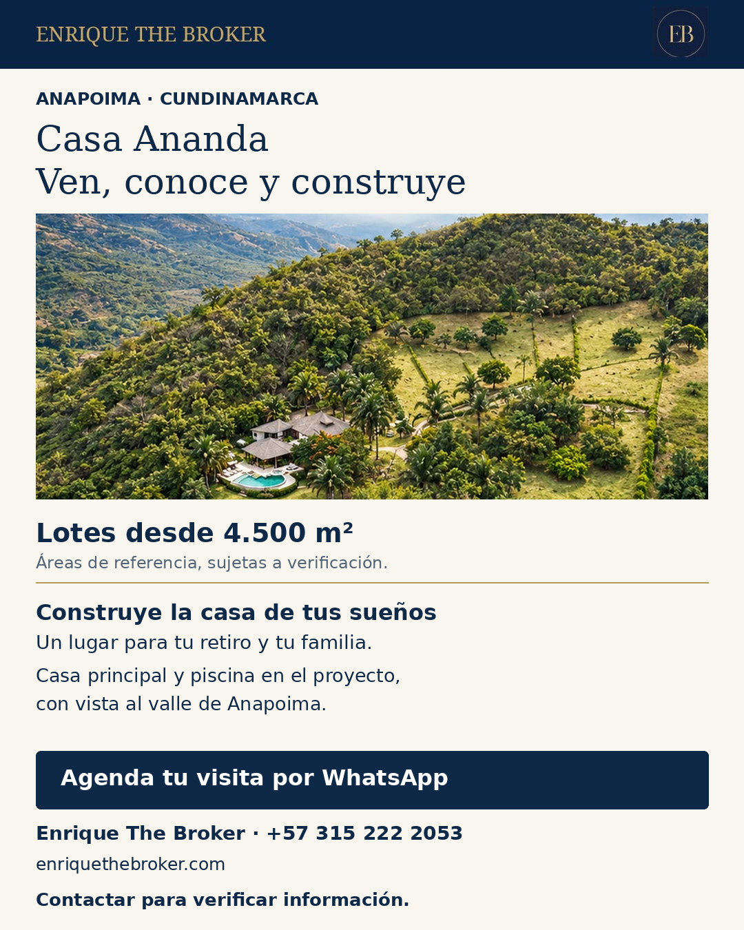 Casa Ananda y lotes en Anapoima