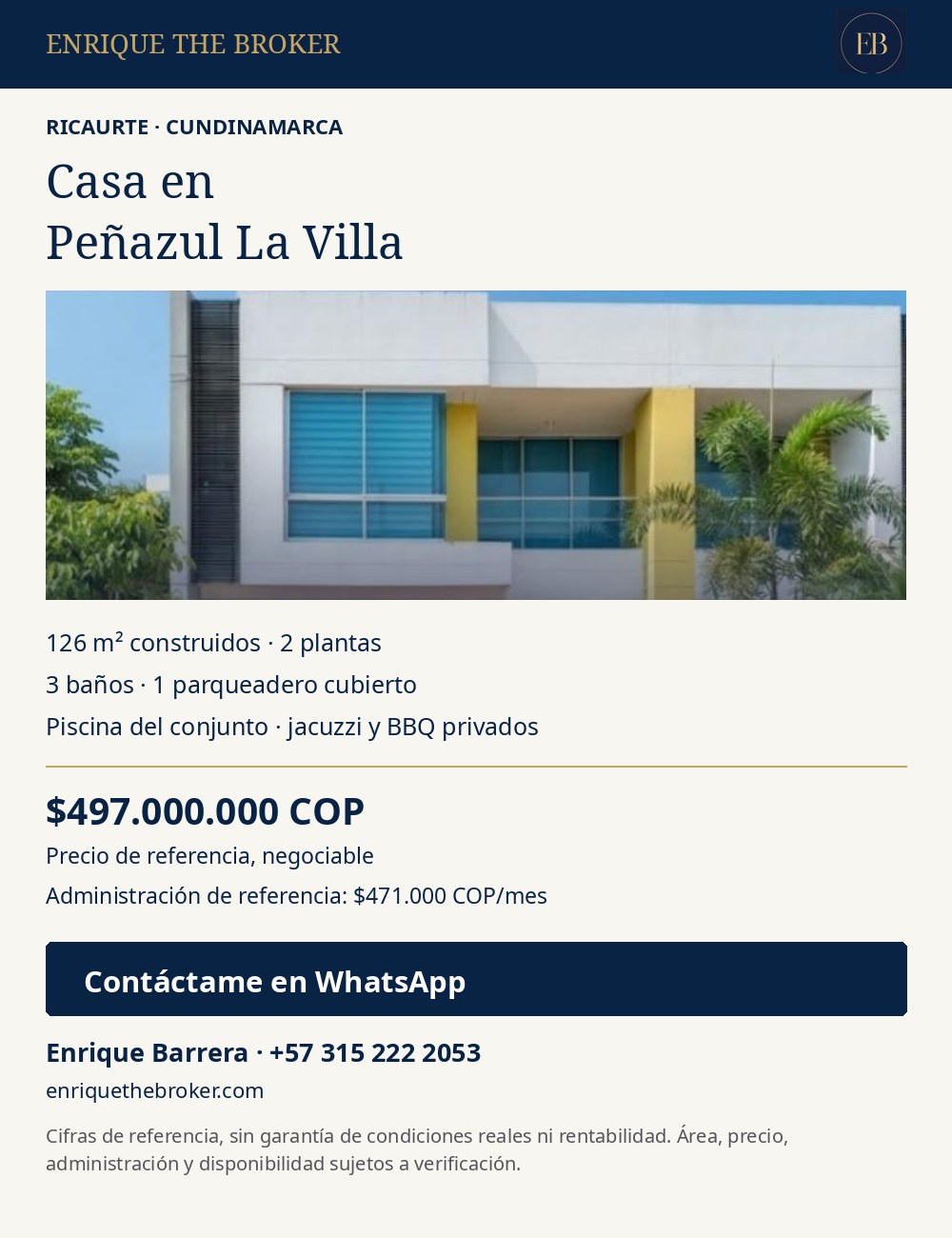 Casa de descanso en Ricaurte